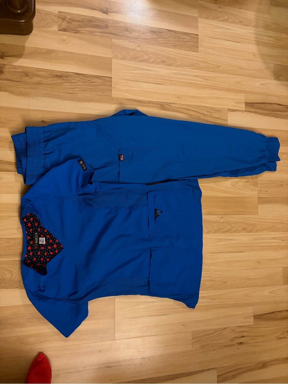koi Royal Blue Scrub Top with Heart-Print Trim